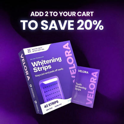 VELORA Purple Teeth Whitening Strips - 7/21 Whitening Sessions - Safe for Enamel - Non Sensitive Teeth Whitening - Peroxide-Free