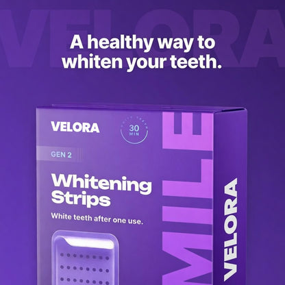 VELORA Purple Teeth Whitening Strips - 7/21 Whitening Sessions - Safe for Enamel - Non Sensitive Teeth Whitening - Peroxide-Free